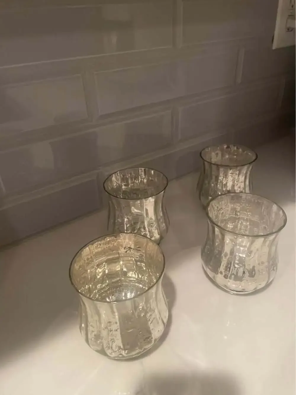 $12 OBO Vintage Mercury Venus Jars Glass Votive candle holders set of 4